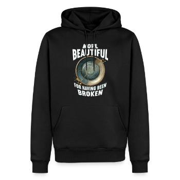 Kintsugi More Beautiful For Having Been Broken - Men’s Premium Organic Hoodie - black - Front - Nico (187cm)