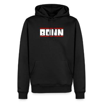 Bonn - Männer Premium Bio Hoodie - Schwarz - Vorne - Nico (187cm)