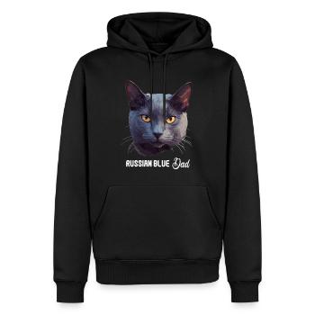 Chat bleu russe Russisch Blau Katze - Sweat à capuche Premium bio Homme - noir - Devant - Nico (187cm)