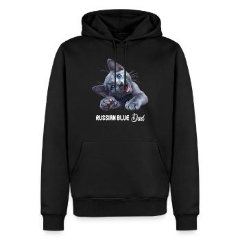 Chat bleu russe Russisch Blau Katze - Sweat à capuche Premium bio Homme - noir - Devant - Nico (187cm)