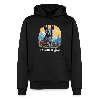 Chat bleu russe Russisch Blau Katze - Sweat à capuche Premium bio Homme - noir - Devant - Nico (187cm)