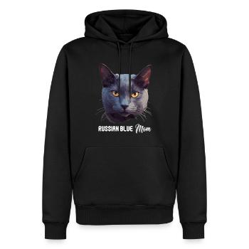 Chat bleu russe Russisch Blau Katze - Sweat à capuche Premium bio Homme - noir - Devant - Nico (187cm)