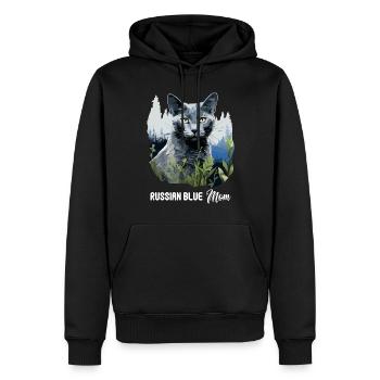 Chat bleu russe Russisch Blau Katze - Sweat à capuche Premium bio Homme - noir - Devant - Nico (187cm)