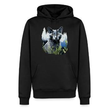 Chat bleu russe Russisch Blau Katze - Sweat à capuche Premium bio Homme - noir - Devant - Nico (187cm)