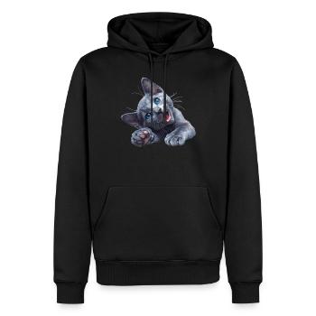 Chat bleu russe Russisch Blau Katze - Sweat à capuche Premium bio Homme - noir - Devant - Nico (187cm)