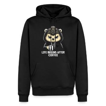 Life Begins After Coffee - Männer Premium Bio Hoodie - Schwarz - Vorne - Nico (187cm)