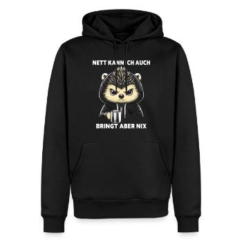 Sympa je peux aussi apporter mais rien n’apporte - Sweat à capuche Premium bio Homme - noir - Devant - Nico (187cm)