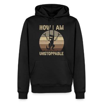 Rétro Maintenant je suis imparable Drôle T-Rex Dinosaure - Sweat à capuche Premium bio Homme - noir - Devant - Nico (187cm)