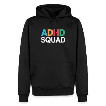 Witziger ADHS Spruch - Männer Premium Bio Hoodie - Schwarz - Vorne - Nico (187cm)