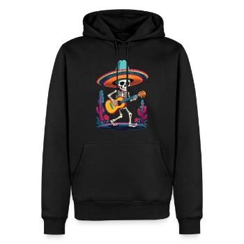 Skelett Mexikanischer Mariachi Gitarrenspieler - Männer Premium Bio Hoodie - Schwarz - Vorne - Nico (187cm)