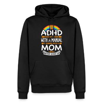 Drôle de dicton sur le TDAH - Sweat à capuche Premium bio Homme - noir - Devant - Nico (187cm)