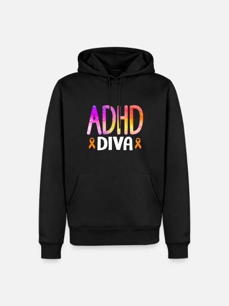 Witziger ADHS Spruch - Männer Premium Bio Hoodie - Schwarz