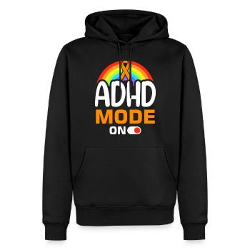 Witziger ADHS Spruch - Männer Premium Bio Hoodie - Schwarz - Vorne - Nico (187cm)