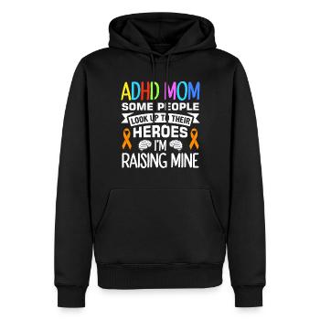 Witziger ADHS Spruch - Männer Premium Bio Hoodie - Schwarz - Vorne - Nico (187cm)
