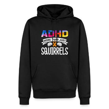 Witziger ADHS Spruch - Männer Premium Bio Hoodie - Schwarz - Vorne - Nico (187cm)