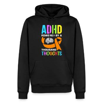 Witziger ADHS Spruch - Männer Premium Bio Hoodie - Schwarz - Vorne - Nico (187cm)