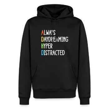 ADHD Humor And Awareness Design - Men’s Premium Organic Hoodie - black - Front - Nico (187cm)