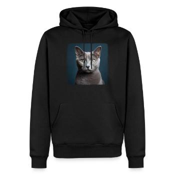 Chat bleu russe Russisch Blau Katze - Sweat à capuche Premium bio Homme - noir - Devant - Nico (187cm)