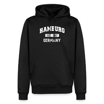 Hambourg Tshirt cadeau Moin Hamburch Football - Sweat à capuche Premium bio Homme - noir - Devant - Nico (187cm)