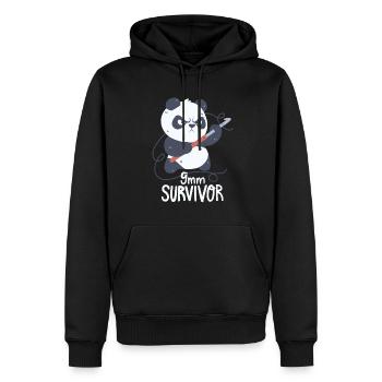 Häkelnder Panda - Männer Premium Bio Hoodie - Schwarz - Vorne - Nico (187cm)