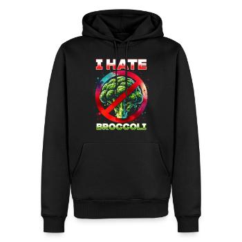 I hate broccoli - Men’s Premium Organic Hoodie - black - Front - Nico (187cm)