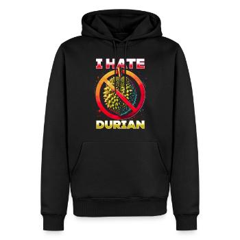 Durian Hasser Stinkfrucht I Hate Duran - Männer Premium Bio Hoodie - Schwarz - Vorne - Nico (187cm)