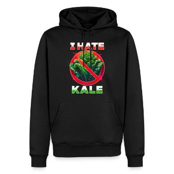 I hate kale - Men’s Premium Organic Hoodie - black - Front - Nico (187cm)