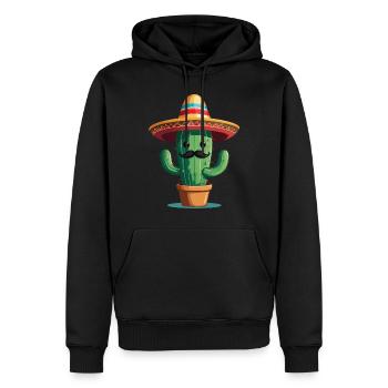 Cactus Fiesta Cacti With Sombrero Funny - Men’s Premium Organic Hoodie - black - Front - Nico (187cm)