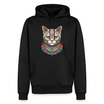 Sugar Skull Mexique chat Design esthétique - Sweat à capuche Premium bio Homme - noir - Devant - Nico (187cm)