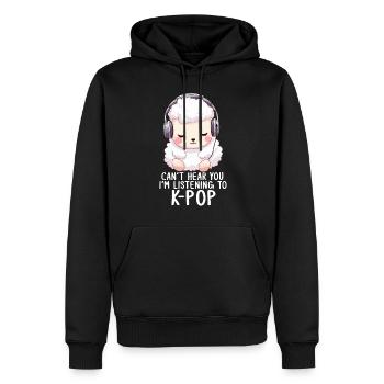 Can't Hear You I'm Listening K-pop Alpaca - Männer Premium Bio Hoodie - Schwarz - Vorne - Nico (187cm)