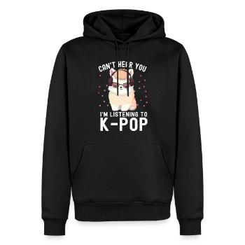 Can't Hear You I'm Listening K-pop Alpaca - Männer Premium Bio Hoodie - Schwarz - Vorne - Nico (187cm)