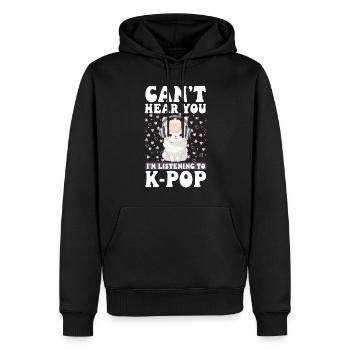 Can't Hear You I'm Listening K-pop Alpaca - Männer Premium Bio Hoodie - Schwarz - Vorne - Nico (187cm)