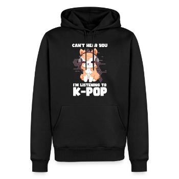 Can't Hear You I'm Listening K-pop Alpaca - Männer Premium Bio Hoodie - Schwarz - Vorne - Nico (187cm)