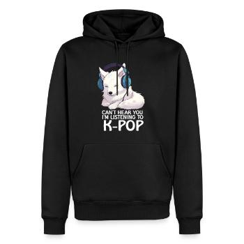 Je ne t’entends pas, j’écoute de la K-pop, Arctic Fox - Sweat à capuche Premium bio Homme - noir - Devant - Nico (187cm)