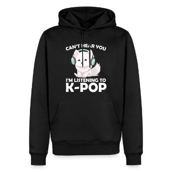 Je ne t’entends pas, j’écoute de la K-pop, Arctic Fox - Sweat à capuche Premium bio Homme - noir - Devant - Nico (187cm)