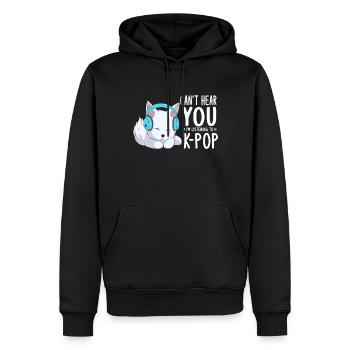 Je ne t’entends pas, j’écoute de la K-pop, Arctic Fox - Sweat à capuche Premium bio Homme - noir - Devant - Nico (187cm)