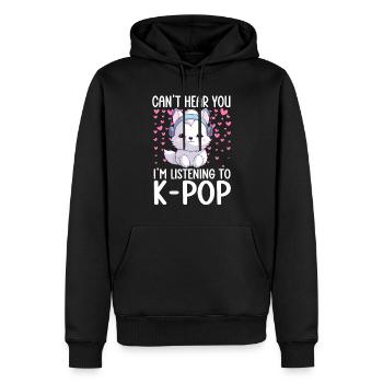 Je ne t’entends pas, j’écoute de la K-pop, Arctic Fox - Sweat à capuche Premium bio Homme - noir - Devant - Nico (187cm)