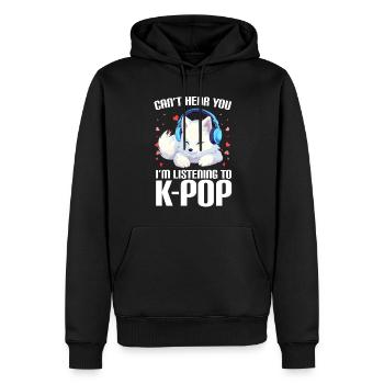 Je ne t’entends pas, j’écoute de la K-pop, Arctic Fox - Sweat à capuche Premium bio Homme - noir - Devant - Nico (187cm)
