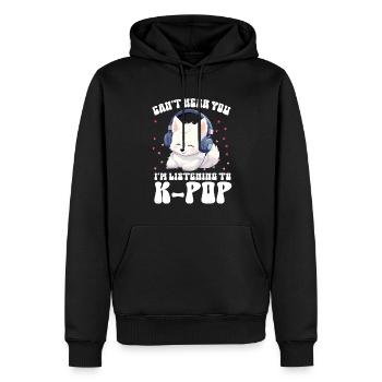 Je ne t’entends pas, j’écoute de la K-pop, Arctic Fox - Sweat à capuche Premium bio Homme - noir - Devant - Nico (187cm)