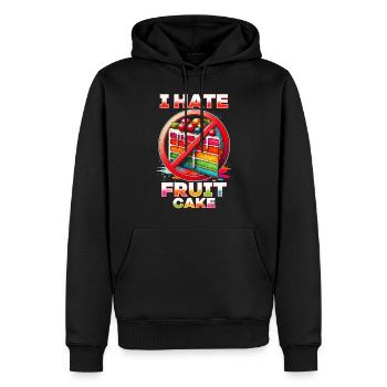 I hate fruitcake - Men’s Premium Organic Hoodie - black - Front - Nico (187cm)