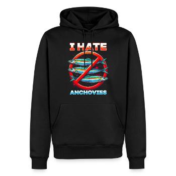 I hate anchovies - Men’s Premium Organic Hoodie - black - Front - Nico (187cm)