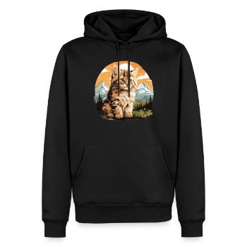 Chat Sibérien Sibirische Katze - Sweat à capuche Premium bio Homme - noir - Devant - Nico (187cm)