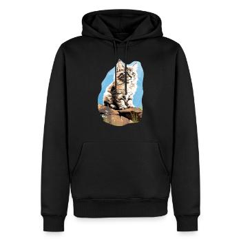 Chat sibérien Sibirische Katze - Sweat à capuche Premium bio Homme - noir - Devant - Nico (187cm)