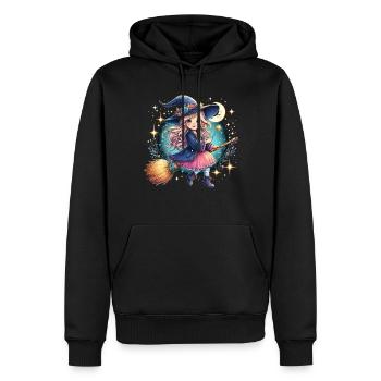 Baguette de sorcière mignonne balai de sorcière - Sweat à capuche Premium bio Homme - noir - Devant - Nico (187cm)