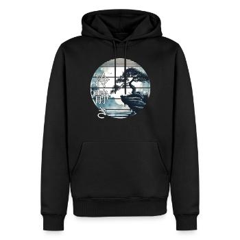 Bonsaï Japon Paysage Calme Esthétique - Sweat à capuche Premium bio Homme - noir - Devant - Nico (187cm)