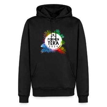 Formentera 2024 Coloré - Sweat à capuche Premium bio Homme - noir - Devant - Nico (187cm)