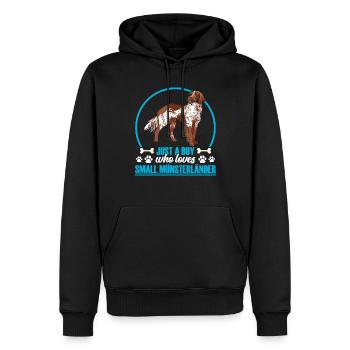 Junge der Kleiner Münsterländer liebt - Männer Premium Bio Hoodie - Schwarz - Vorne - Nico (187cm)