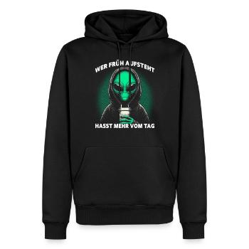 Ceux qui se lèvent tôt détestent Plus de la journée - Sweat à capuche Premium bio Homme - noir - Devant - Nico (187cm)