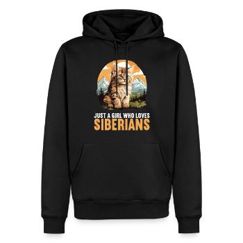 Chat Sibérien Sibirische Katze - Sweat à capuche Premium bio Homme - noir - Devant - Nico (187cm)