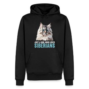 Siberian Cat Sibirische Katze - Männer Premium Bio Hoodie - Schwarz - Vorne - Nico (187cm)